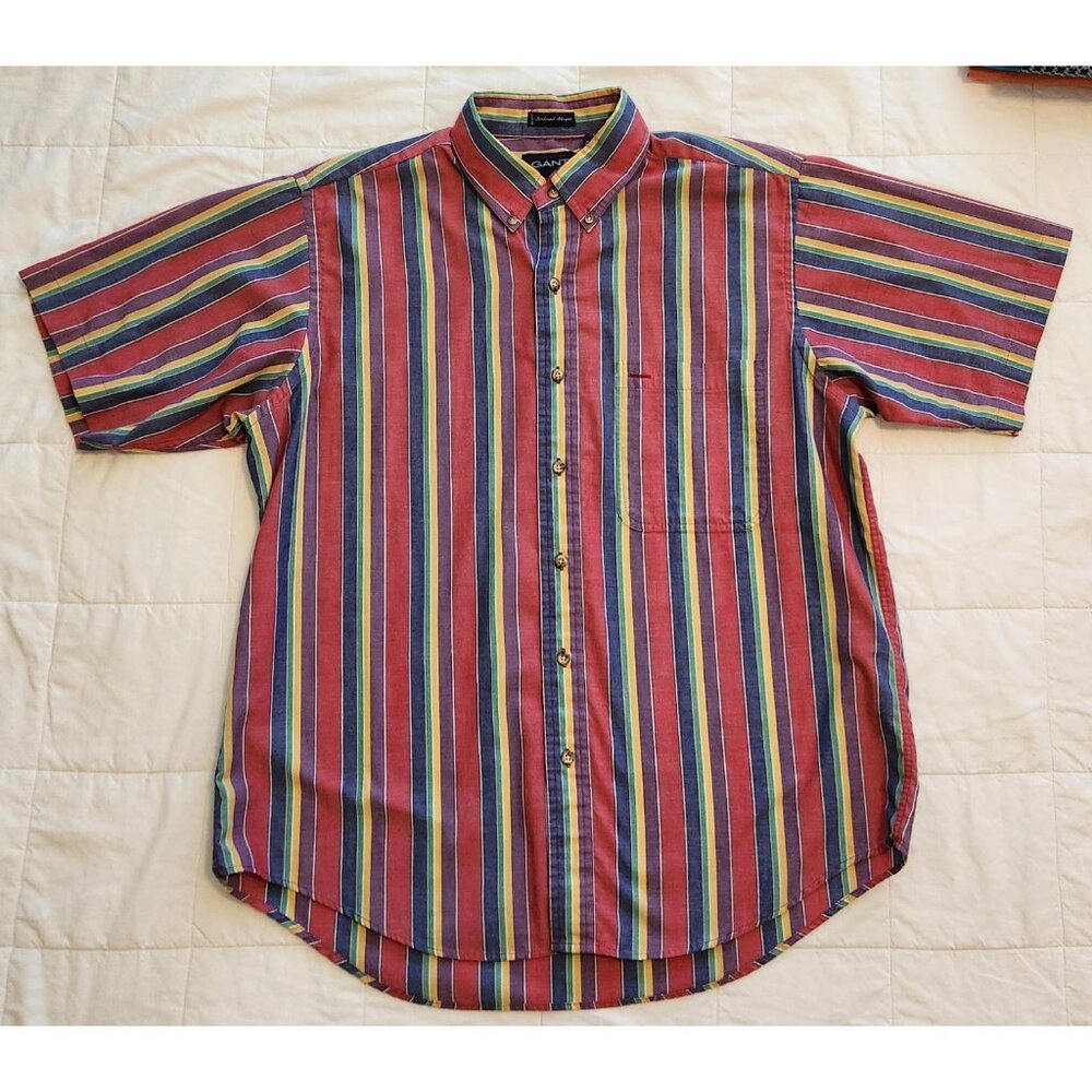 Vintage GANT Shirt Foxhunt Stripe Mens Size L Button-Up Casual Retro